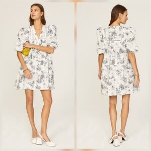 Hunter Bell Jenkins Dress Shift Cotton Short sleeves V-neck Size M